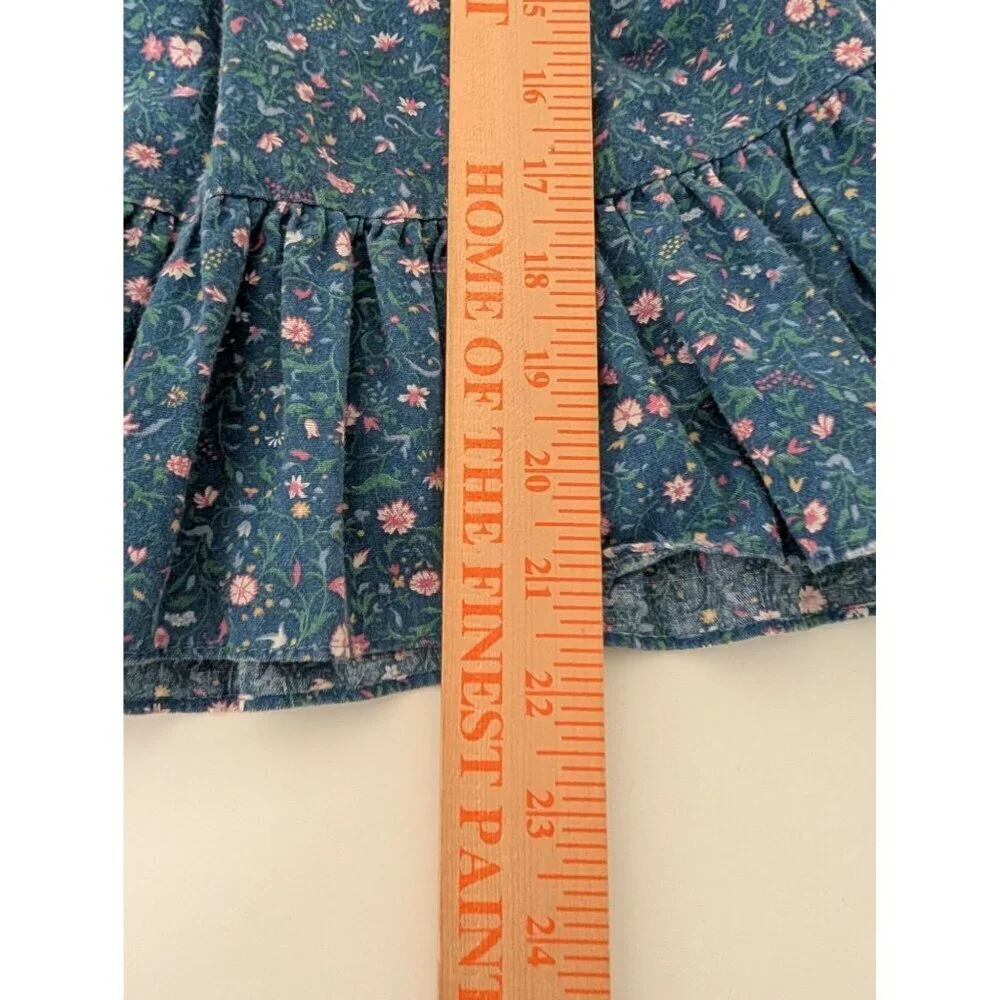 Vintage Winnie the Pooh Brand Floral Dress Girls Size 5 Blue Short Sleeve